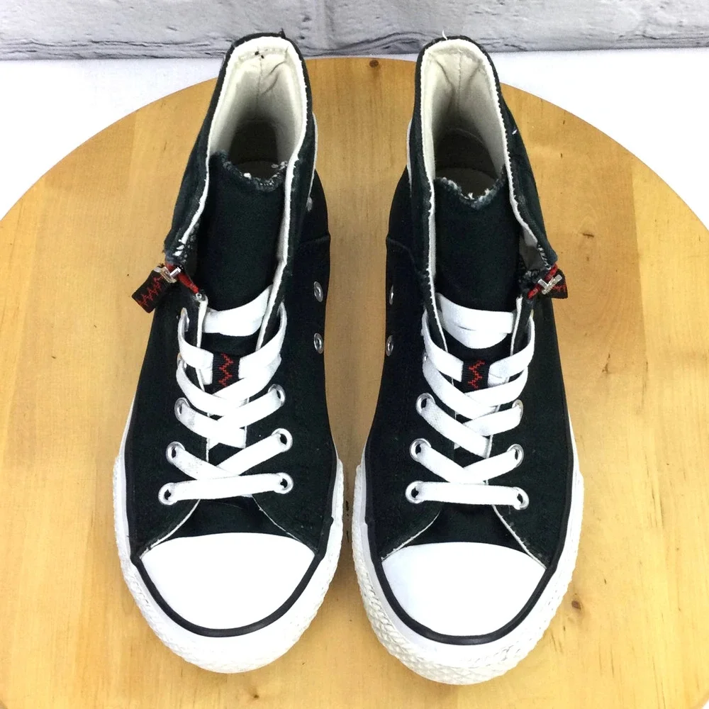 Converse All Star Chuck Taylor Kids Side Zip Fabric High Top Junior Size 3